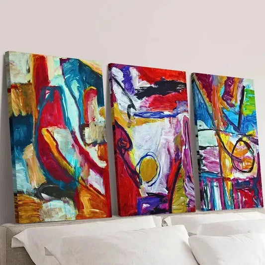 3pcs Colorful Dynamic Graffiti Style Wall Art Set Canvas Framed 40x60cm - High Quality Print 100% Australian Made Wall Canvas Ready to Hang