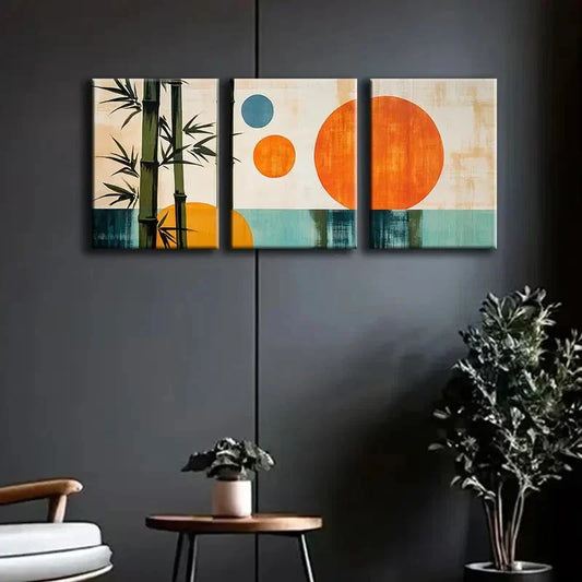 3pcs Abstract Painting of Bamboo Colorful Perfect Wall Art Set Canvas Framed 40x60cm - High Quality Print 100% Australian Made Wall Canvas Ready to Hang