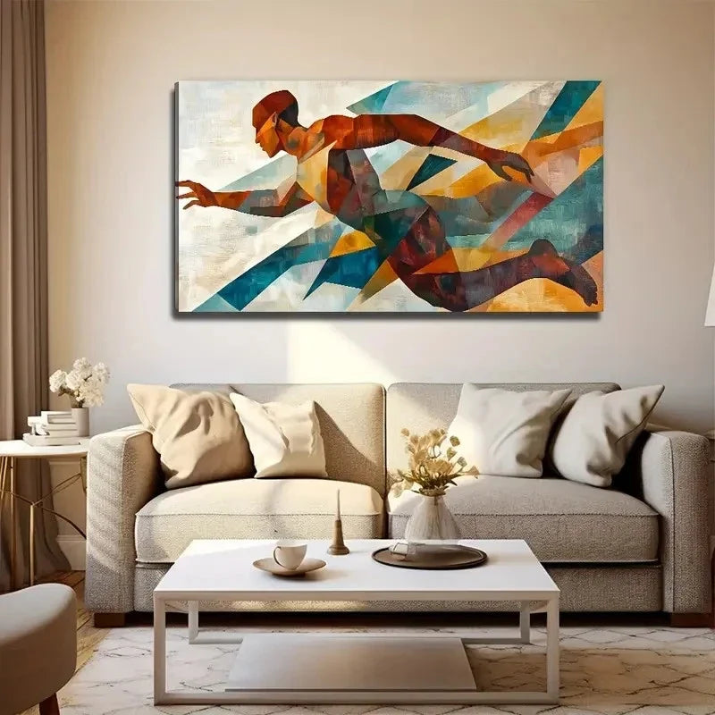 Modern Abstract Running For Man Wall Art Canvas Office Home Room Framed 80x45cm