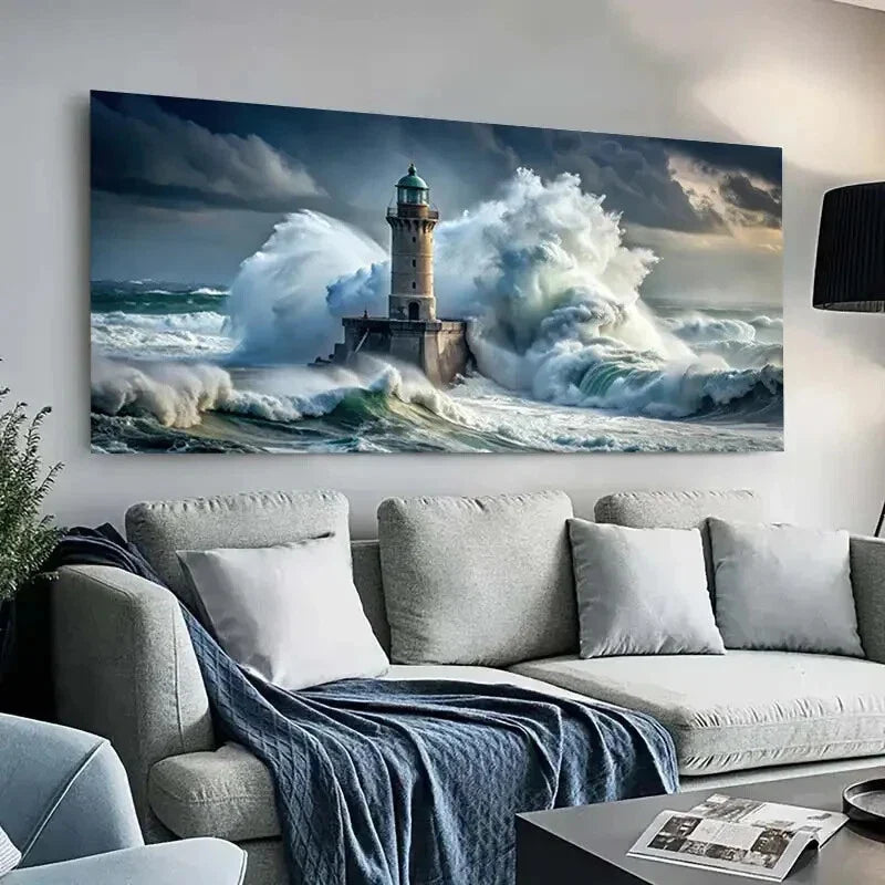 Dramatic Stormy Seascape Wall Art wall canvas office home room framed 120x60cm