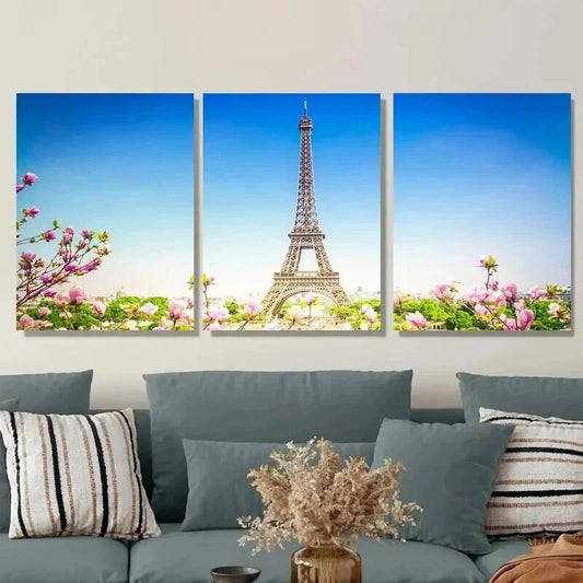 3pcs Paris Eiffel Tower Paintings Wall Art Set Canvas Framed 40x60cm - High Quality Print 100% Australian Made Wall Canvas Ready to Hang