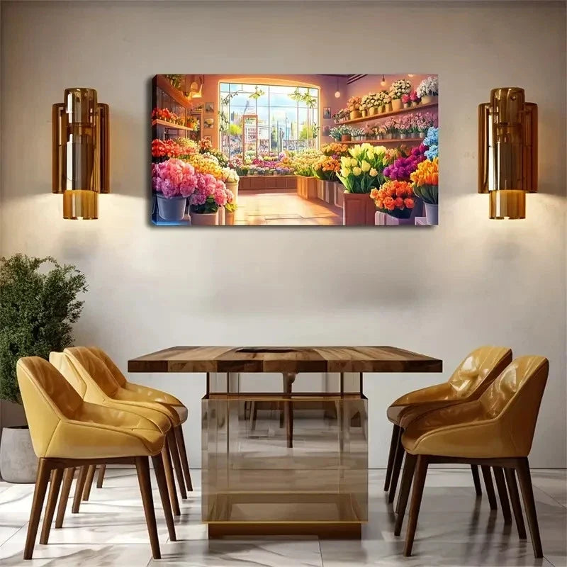 Florists Landscape Classic Wall Art Canvas Office Home Room Framed 120x60cm