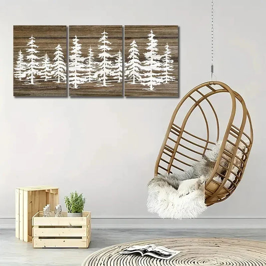 3pcs Pine Tree Forest Wall Art Set Canvas Framed 40x60cm - High Quality Print 100% Australian Made Wall Canvas Ready to Hang