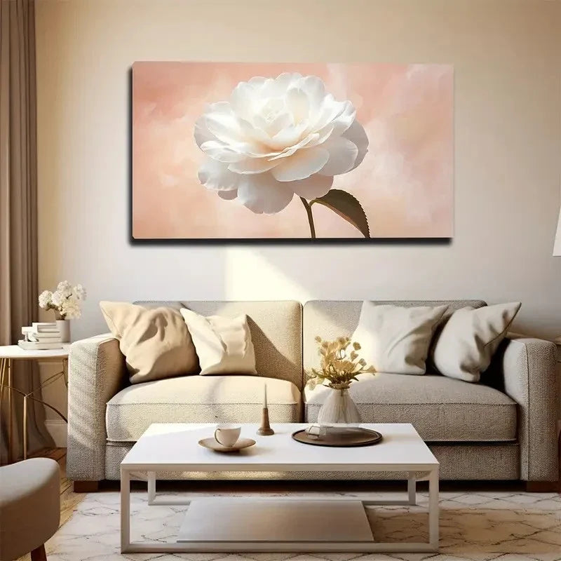 Elegant White Rose Wall Art canvas office home room framed 120x60cm