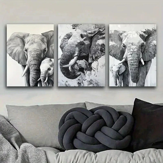 3pcs Majestic elephant Design Metal Print Ready to Hang Art