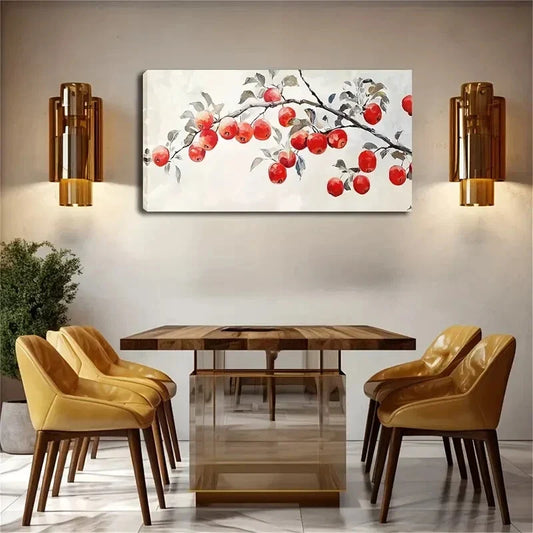 Fruits Mixed With Green Leaves Wall Art Canvas Office Home Room Framed 120x60cm