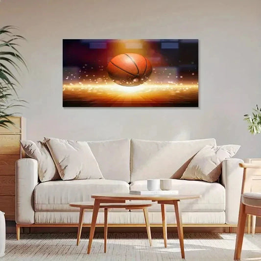 Vibrant Sports Basketball Décor Wall Art Canvas Office Home Room Framed 120x60cm