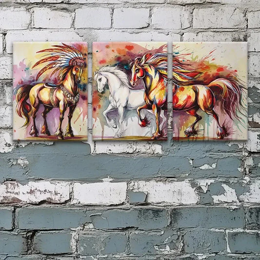 3pcs Vibrant Colors & Dynamic Brushstrokes Metal Print Ready to Hang Art
