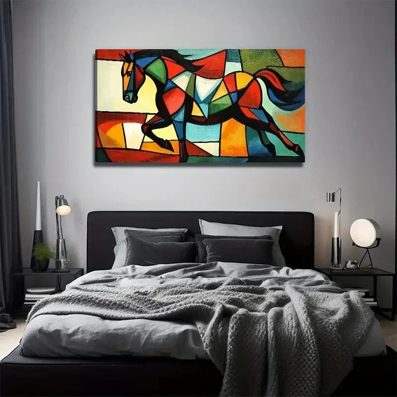 A Nimble Steed Suitable Wall Art Canvas Office Home Room Framed 80x45cm