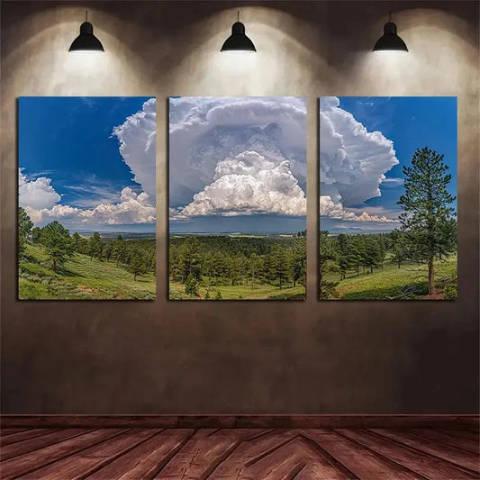 3pcs Black Forest Thunderstorm Nature Metal Print Ready to Hang Art