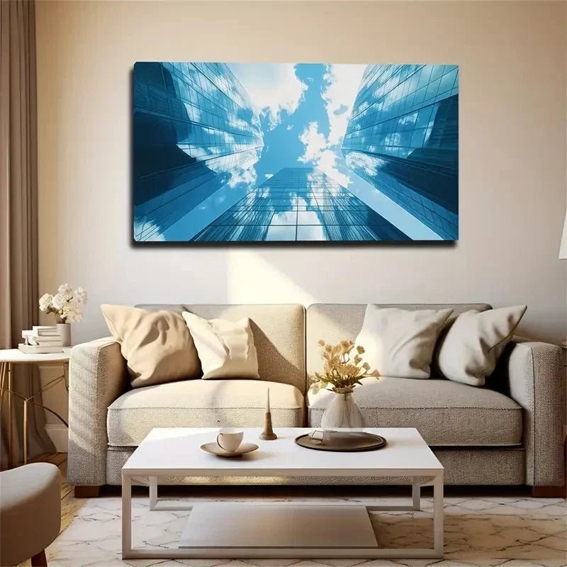 Abstract Blue Sky Architecture Wall Art Canvas Office Home Room Framed 120x60cm