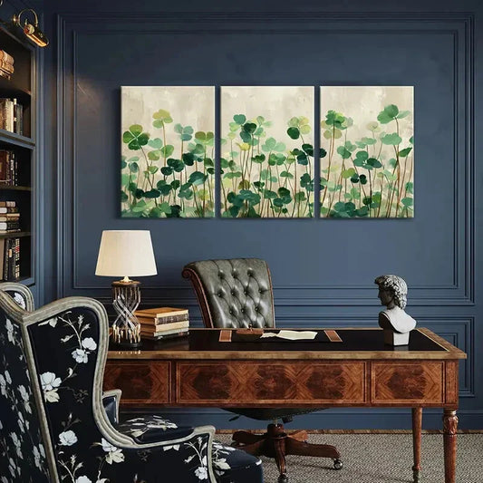 3pcs Abstract Botanical Green Leaves Design Metal Print Ready to Hang Art