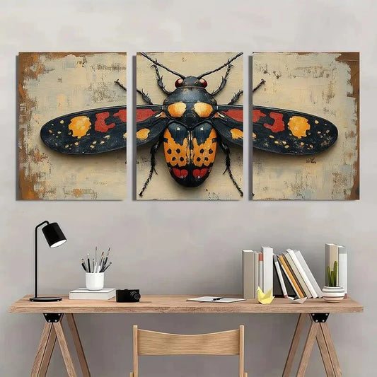 3pcs Vintage Inspired Insect Illustration Metal Print Ready to Hang Art