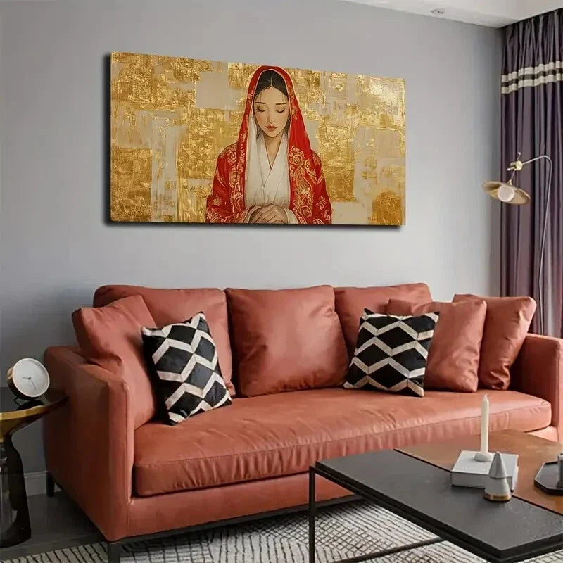 Traditional Attire Figure Ideal Wall Art Canvas Office Home Room Framed 80x45cm