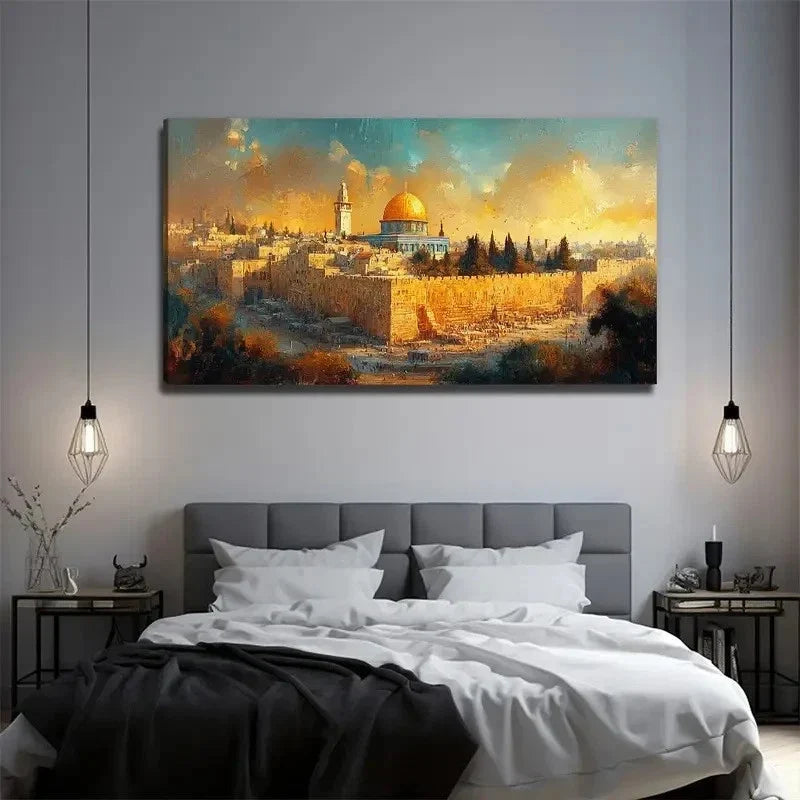 Golden Is A Building Wall Art Canvas Office Home Room Framed 80x45cm