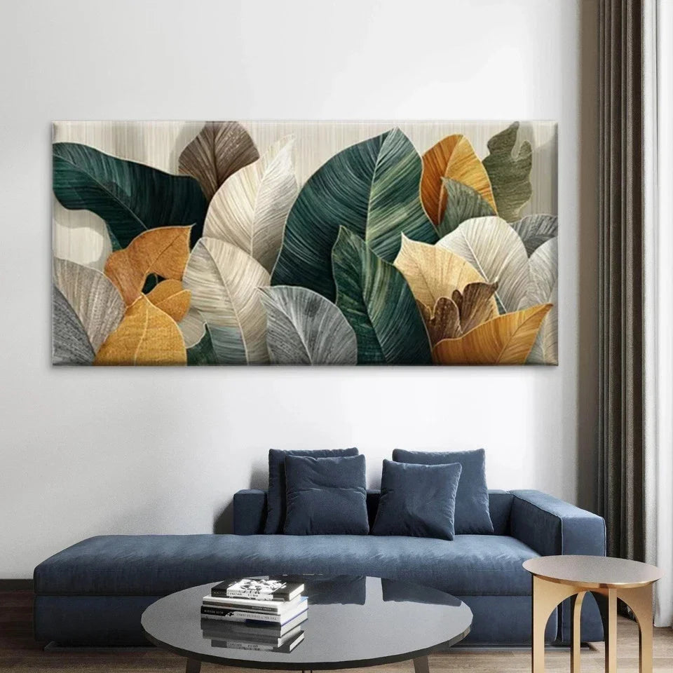 Earthy Tones Botanical Wall Art Canvas Office Home Room Framed 80x45cm