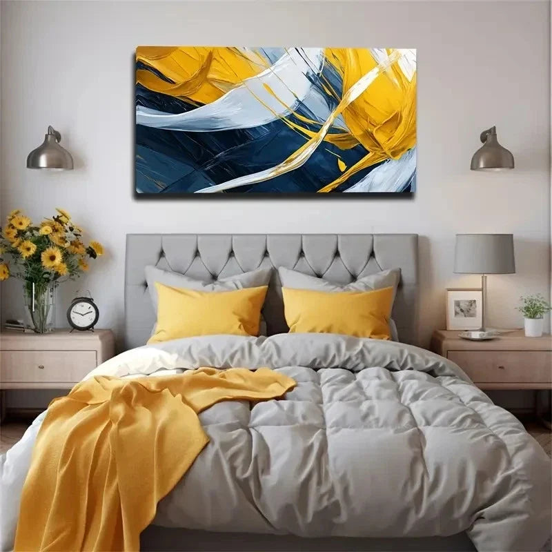 Boho-Chic Large Abstract Water Wall Art Canvas Office Home Room Framed 80x45cm