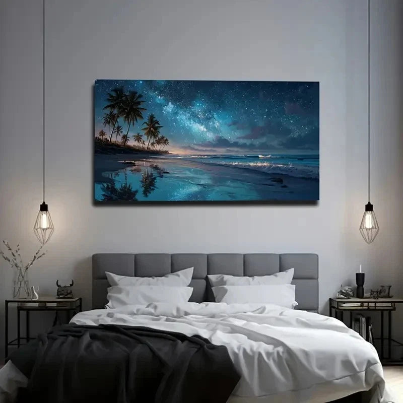 Coconut Forest Reflecting Wall Art Canvas Office Home Room Framed 80x45cm