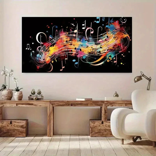 Colorful Musical Notes & Treble Wall Art Canvas Office Home Room Framed 120x60cm