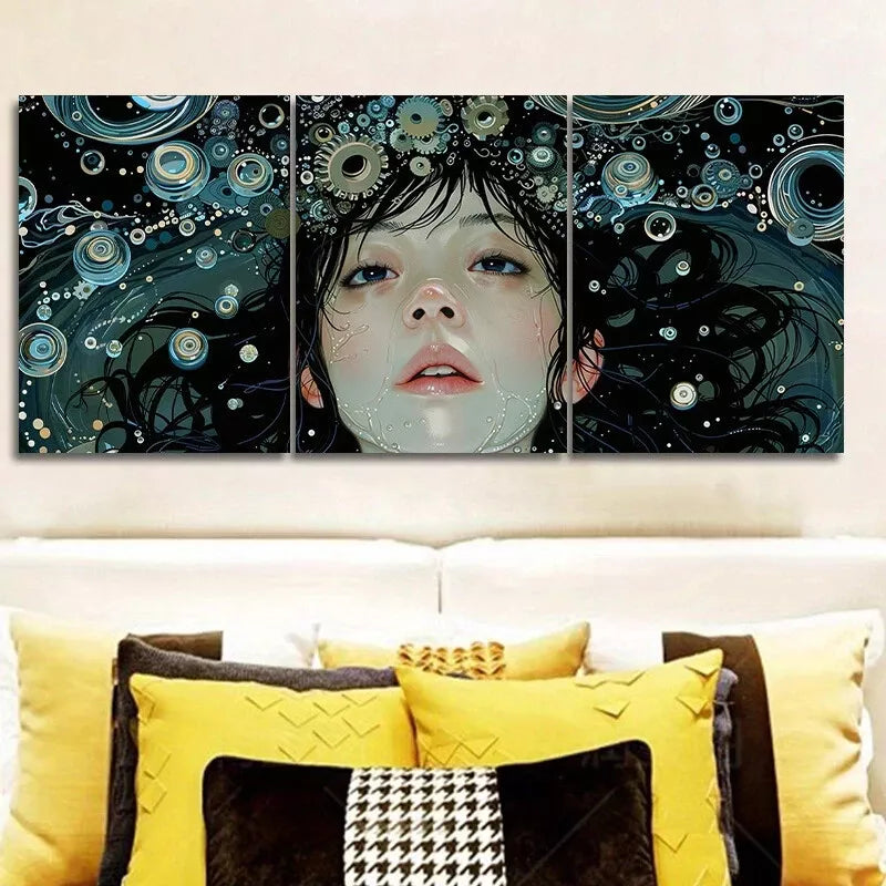 3pcss Sea goddess Nature Water Wall Art Set Canvas Framed 40x60cm - High Quality Print 100% Australian Made Wall Canvas Ready to Hang