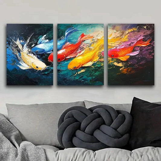 3pcs Colorful Ocean Fish Nature Perfect Wall Art Set Canvas Framed 40x60cm - High Quality Print 100% Australian Made Wall Canvas Ready to Hang