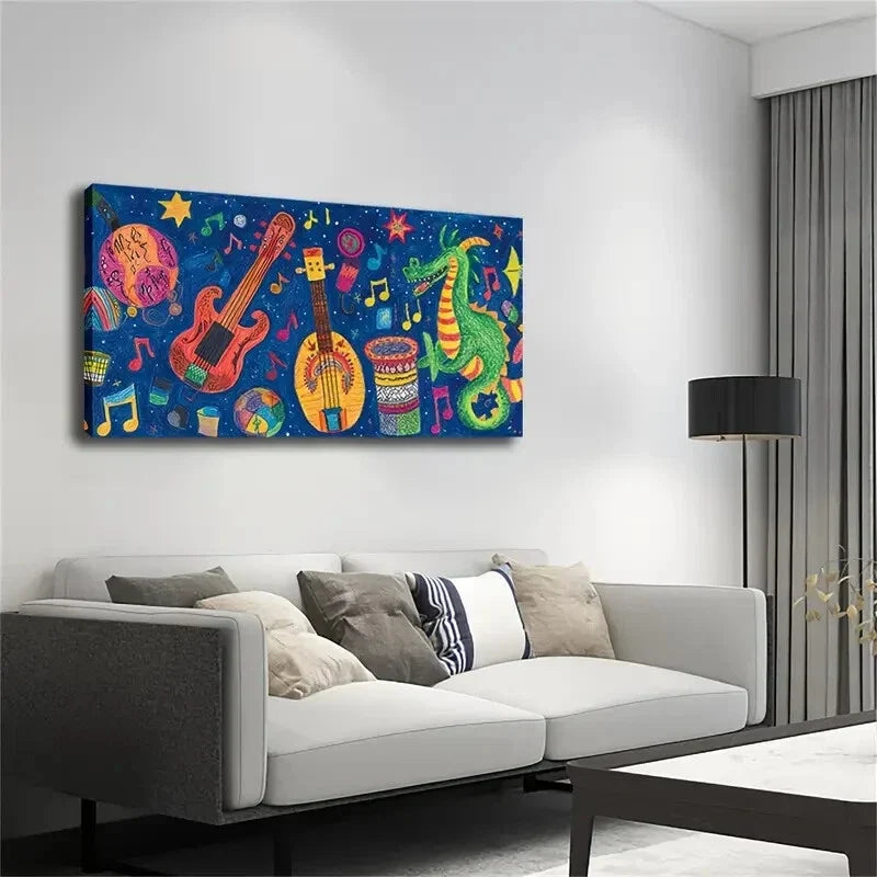 Abstract Music Fantasy Dark Wall Art Canvas Office Home Room Framed 120x60cm