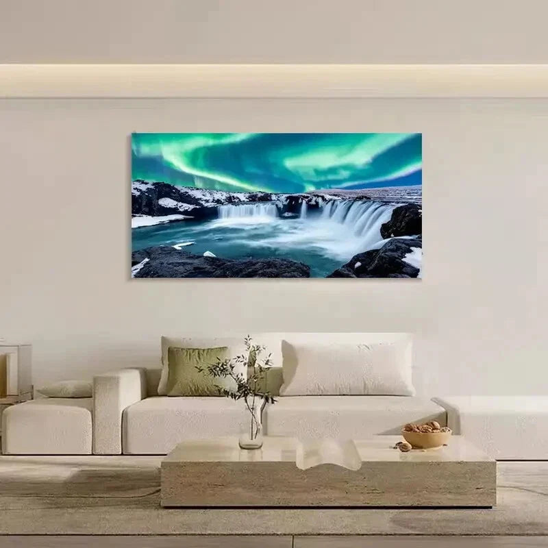 Icelandic Grand River wall canvas office home room framed 120x60cm