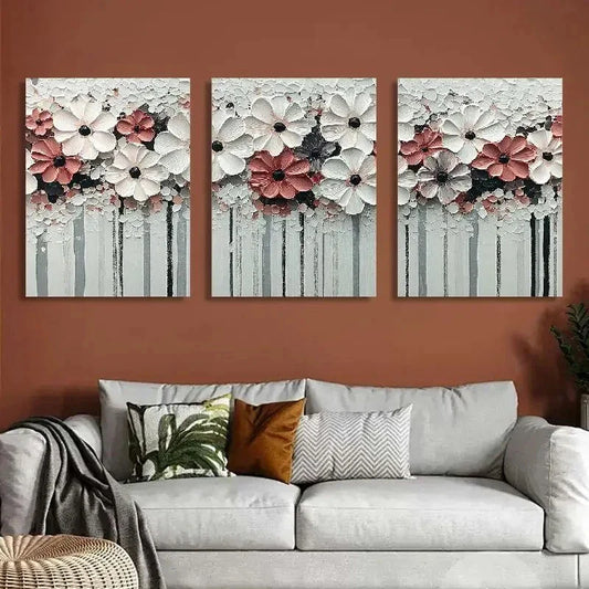 3pcs Style White Floral Elegant Botanical Metal Print Ready to Hang Art