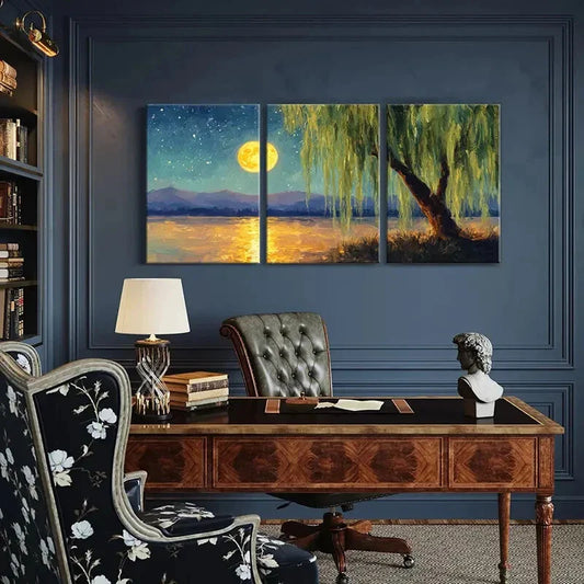 3pcs Serene Starry Sky Reflections Mountain Metal Print Ready to Hang Art