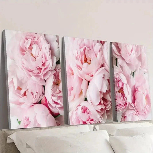 3pcs Elegant Pink Peony Nordic Style Wall Art Set Canvas Framed 40x60cm - High Quality Print 100% Australian Made Wall Canvas Ready to Hang