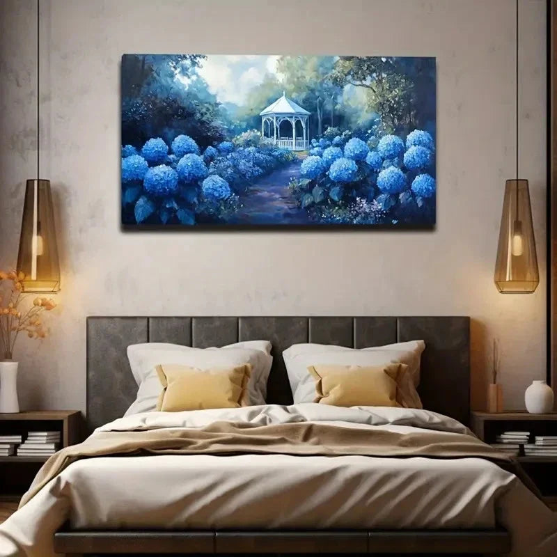 Hydrangea Pavilion Theater Wall Art Canvas Office Home Room Framed 120x60cm