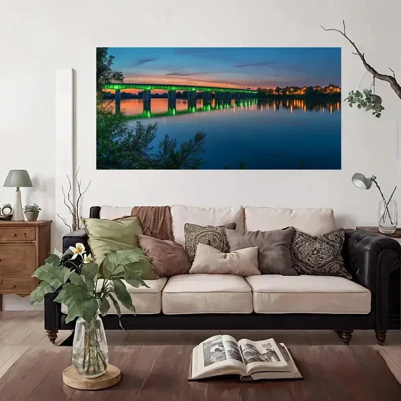 City Side Perfect Evening Wall Art Canvas Office Home Room Framed 80x45cm