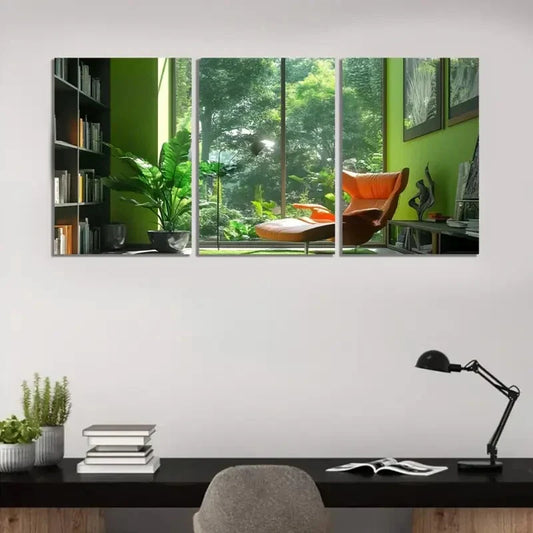 3pcs Modern Vibrant Green-Themed Wall Art Set Canvas Framed 40x60cm - High Quality Print 100% Australian Made Wall Canvas Ready to Hang