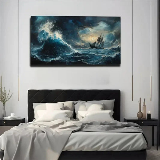 Sailboat Ocean Spray Bar Wall Art Canvas Office Home Room Framed 120x60cm