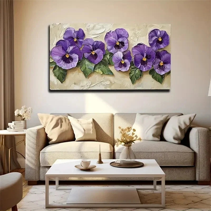 Leaves Under Flowers Wall Art Canvas Office Home Room Framed 80x45cm