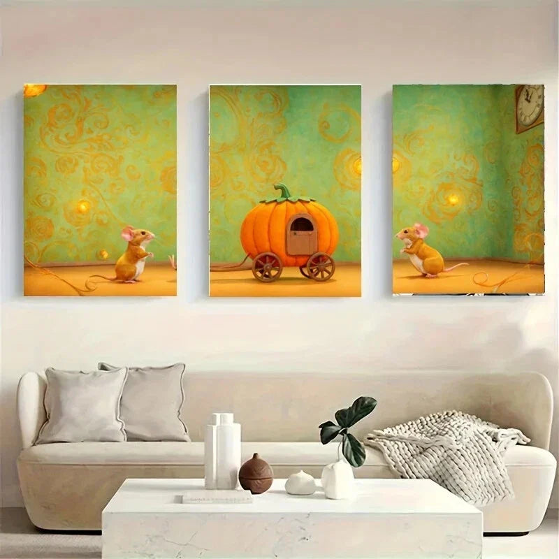3pcs Two Small Anthropomorphic Mice Majestic Metal Print Ready to Hang Art