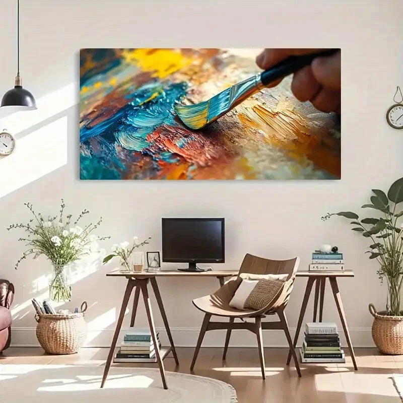 Abstract Brushstroke Vibrant Wall Art Canvas Office Home Room Framed 120x60cm