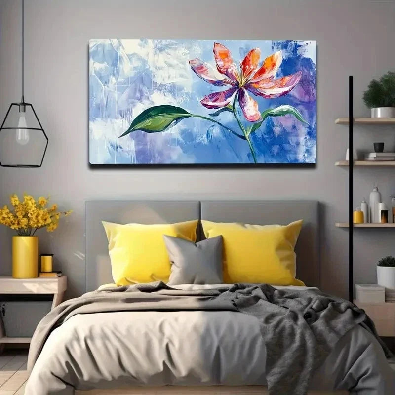 Vibrant Red Orange & Purple Wall Art canvas office home room framed 120x60cm