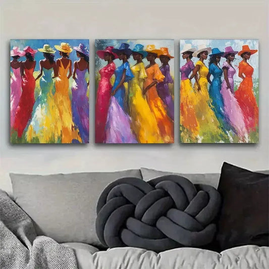 3pcs Colorful Elegant Women Triptych Wall Art Set Canvas Framed 40x60cm - High Quality Print 100% Australian Made Wall Canvas Ready to Hang