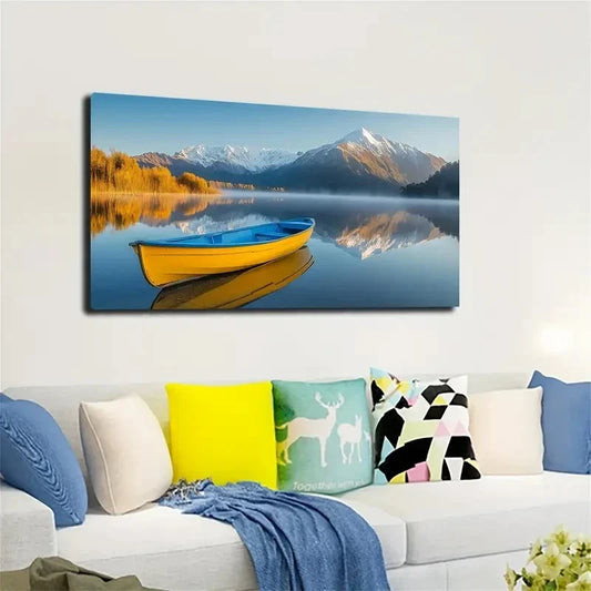 Serene Mountain Landscape Wall Art canvas office home room framed 120x60cm