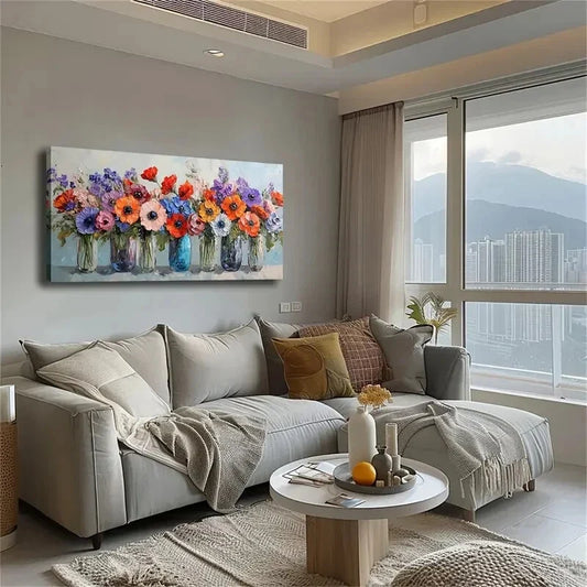 Multiple Transparent Glass Vase Wall Art Canvas Office Home Room Framed 120x60cm