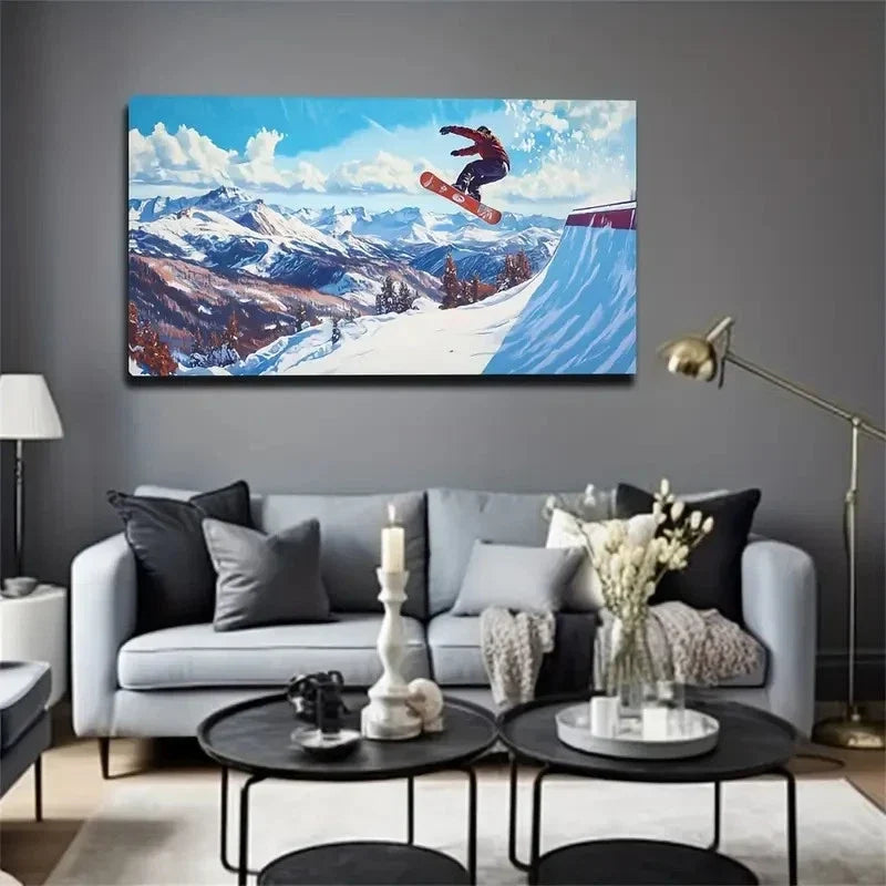 Extreme Sports Skiing Creative Wall Art Canvas Office Home Room Framed 120x60cm