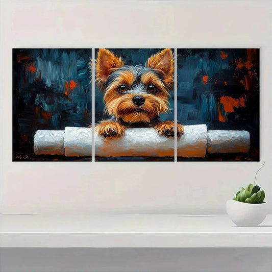 3pcs Yorkshire Modern Classic Dog Animal Themed Metal Print Ready to Hang Art