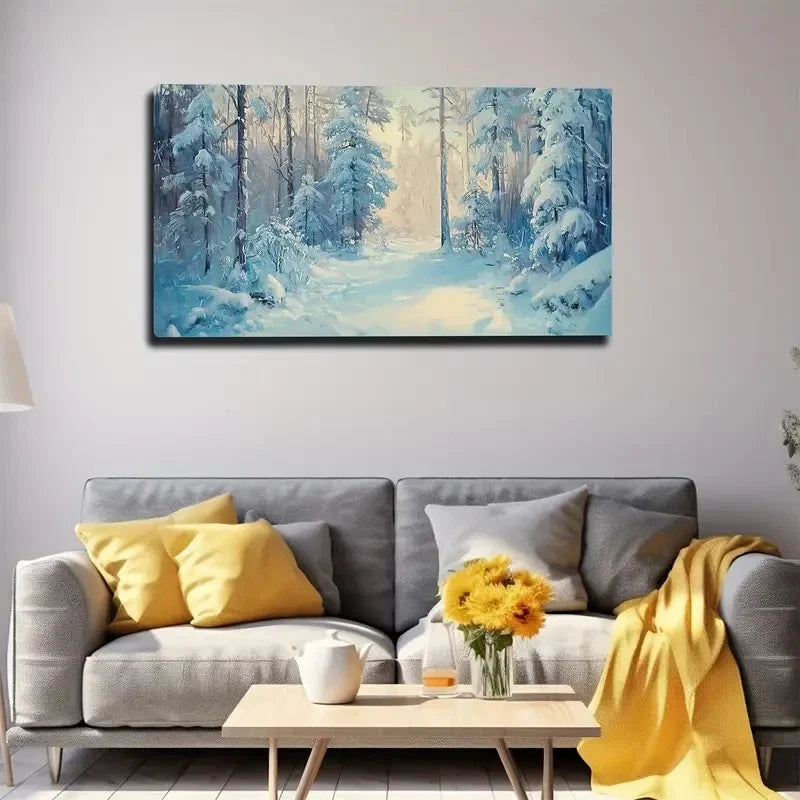Winter Scenery Snow Wall Art Canvas Office Home Room Framed 80x45cm