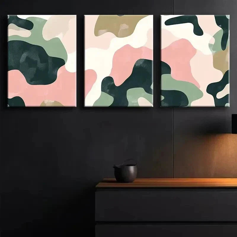 3pcs Soft Abstract Shape Decorative Painting Wall Art Set Canvas Framed 40x60cm - High Quality Print 100% Australian Made Wall Canvas Ready to Hang