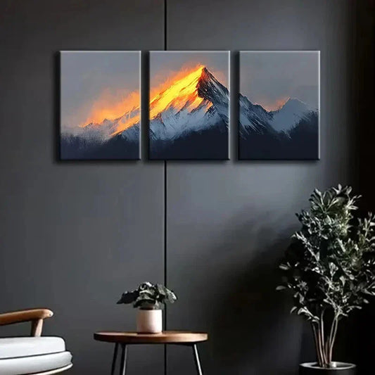 3pcs Mountain Top Sun Shine Nature Perfect Wall Art Set Canvas Framed 40x60cm - High Quality Print 100% Australian Made Wall Canvas Ready to Hang