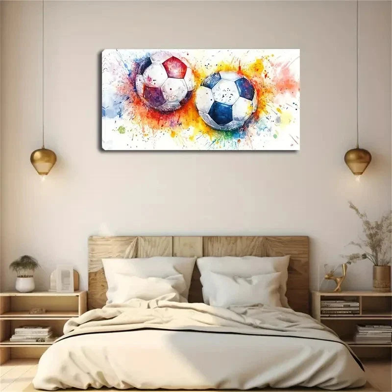 Vibrant Splashing Soccer Décor Wall Art Canvas Office Home Room Framed 120x60cm