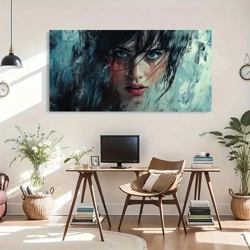 Mysterious Dramatic Blue Black Wall Art Canvas Office Home Room Framed 120x60cm