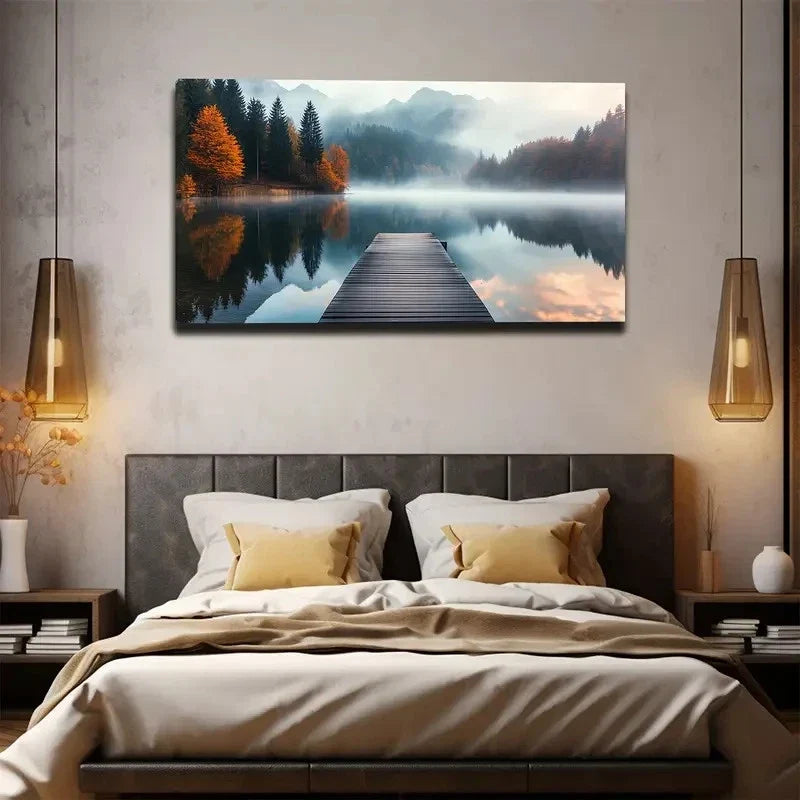 Mountain Landscape Abstract Wall Art Canvas Office Home Room Framed 120x60cm