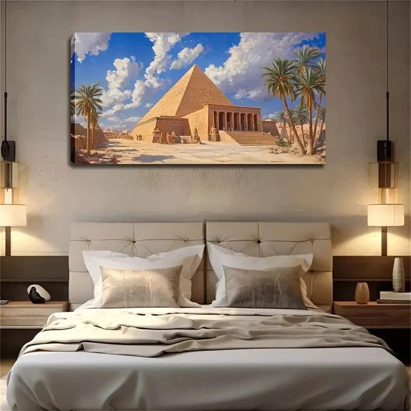 Pyramid & Colonnade Landscape Wall Art Canvas Office Home Room Framed 120x60cm